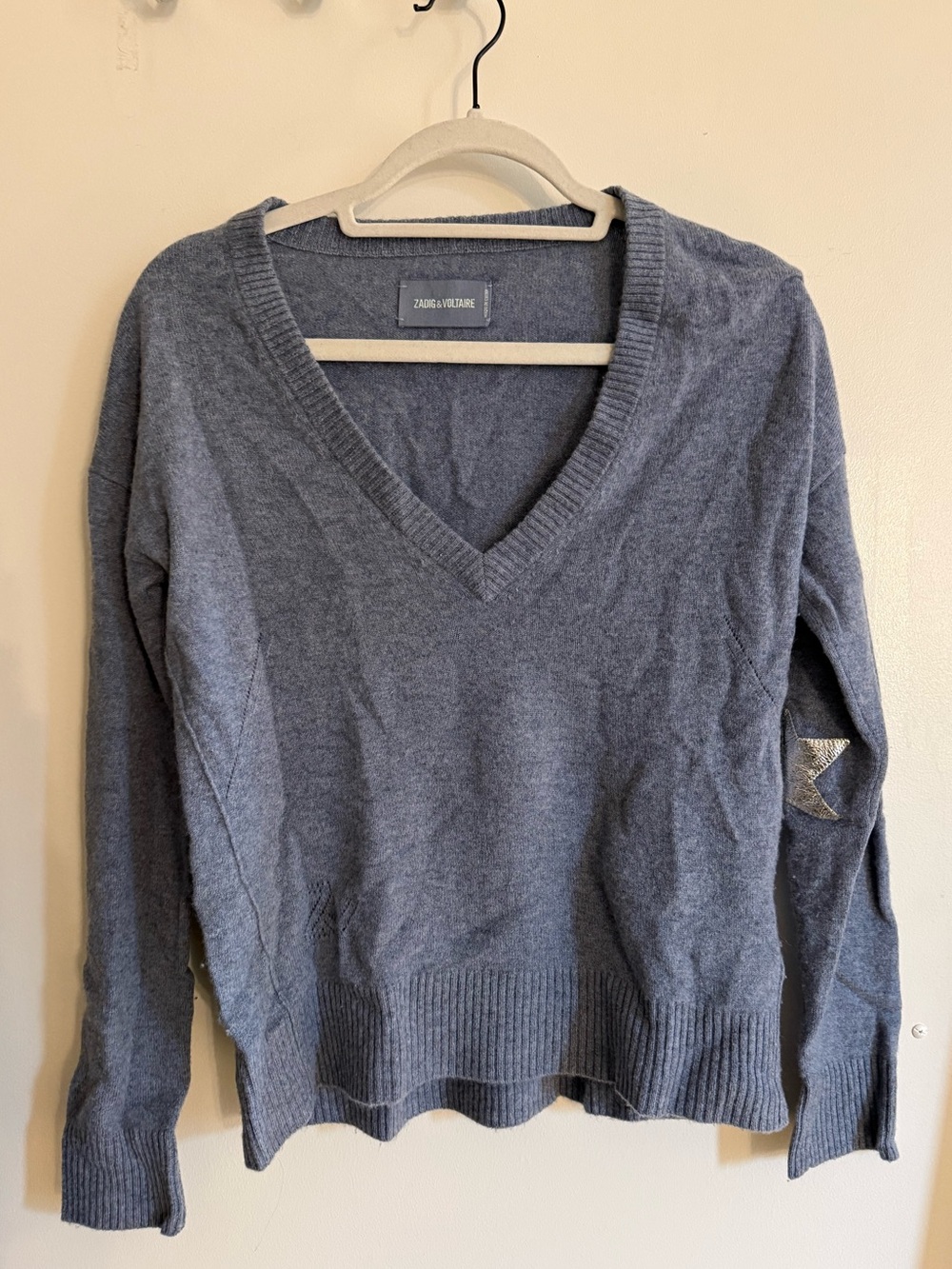 Zadig & Voltaire V-Neck Sweater with Star Details